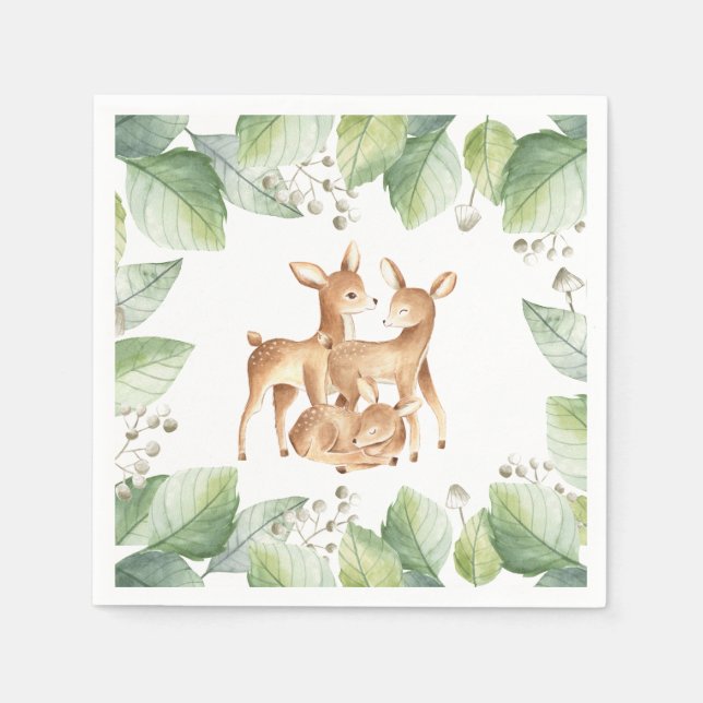 Woodland Baby Fawn Little Deer Baby Shower Napkins Serviette (Vorderseite)