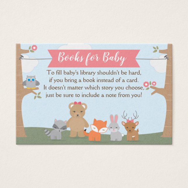 Woodland Baby Girl Dusche bringen ein Buch (Vorderseite)