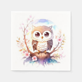 Woodland Baby Girl Shower zum Thema "Owl" Serviette