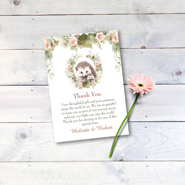 Woodland Baby mit Niedlichem Igel Dankeskarte (Woodland hedgehog thank you card. )