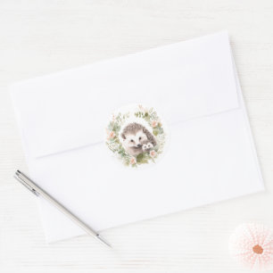 Woodland Baby mit Niedlichem Igel Runder Aufkleber