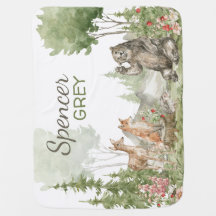 Woodland Baby Name Blanket | Custom Baby Blanket