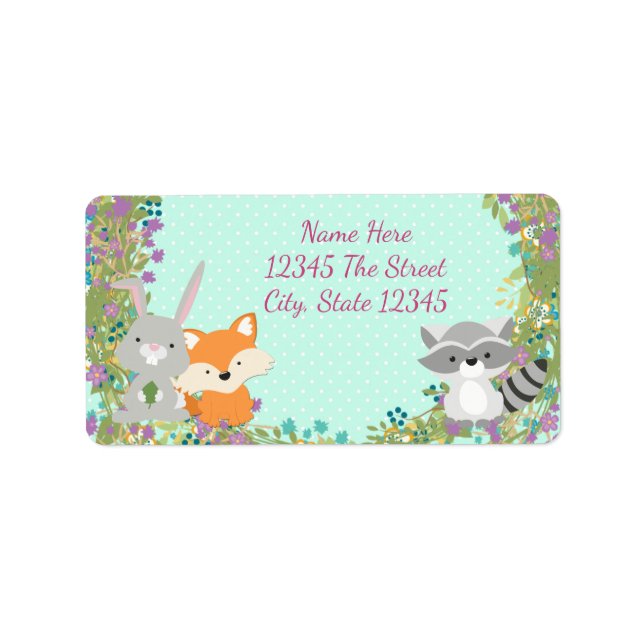 Woodland Baby Showadresse Labels Adressaufkleber (Vorne)