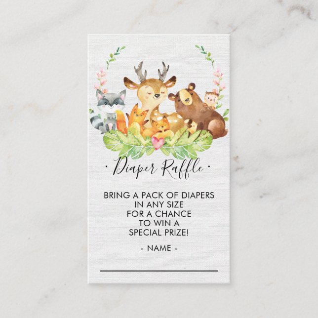 Woodland Baby Showdiaper Raffle Ticket Begleitkarte (Vorderseite)
