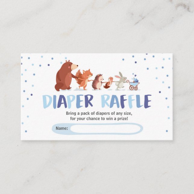 Woodland Baby Showdusche Windeln Raffelkarte Boy B Begleitkarte (Vorderseite)
