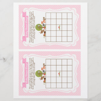 Woodland Baby shower Bingo Jeu rose, 2 une page