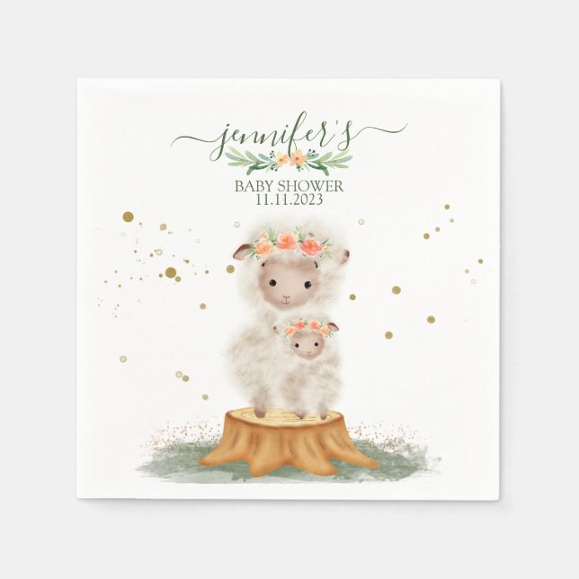 Woodland baby shower cute party Sheep Serviette (Vorderseite)