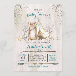 Woodland Baby Shower Einladung, Bärenjunge Einladung