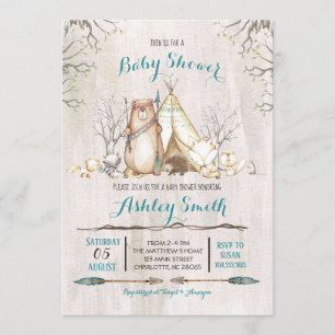 Woodland Baby Shower Einladung, Bärenjunge Einladung