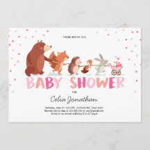 Woodland Baby Shower Einladung Girl pink Animes