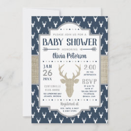 Woodland Baby Shower Einladung, Marine, Burlap Einladung