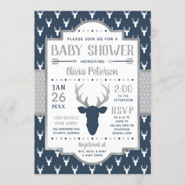 Woodland Baby Shower Einladung, Marine, Grau Einladung