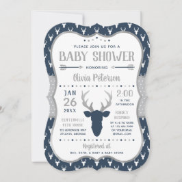Woodland Baby Shower Einladung, Marine, Grau Einladung