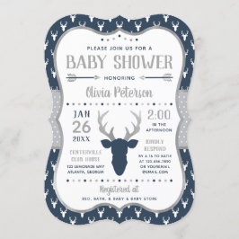 Woodland Baby Shower Einladung, Marine, Grau Einladung