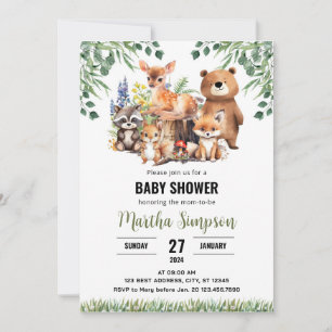 Woodland Baby Shower Einladung Waldtiere