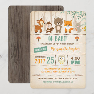 Woodland Baby Shower Einladung Waldtiere