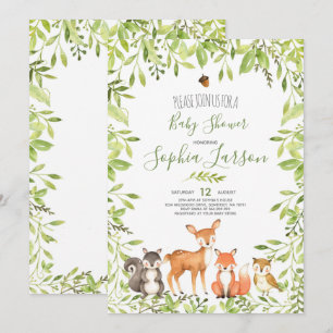 Woodland Baby Shower Einladung Waldtiere