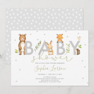 Woodland Baby Shower Einladung Waldtiere