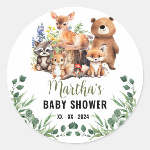 Woodland Baby Shower Einladung   Waldtiere Runder Aufkleber