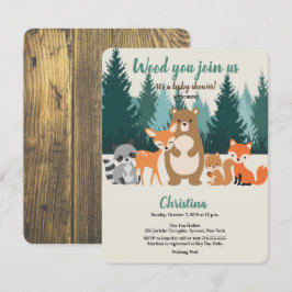 Woodland Baby Shower Forest Animals Grüne Invit Einladung