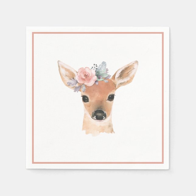 Woodland Baby Shower Forest Animations Blume Serviette (Vorderseite)