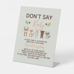 Woodland Baby Shower Game - Sage kein Baby Poster Sockelschild