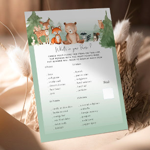 Woodland Baby Shower Game Was in Ihrer Tasche ist