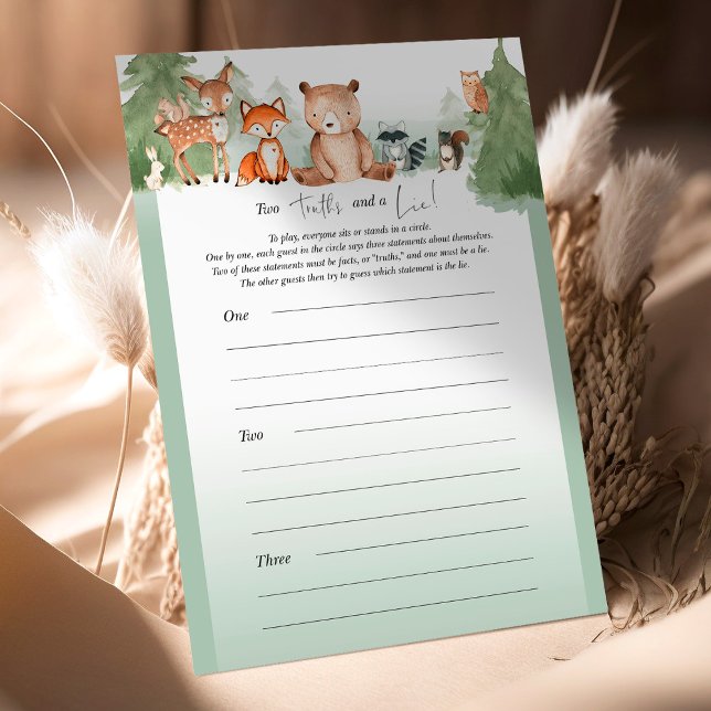 Woodland Baby Shower Game Zwei Wahrheiten und eine (Von Creator hochgeladen)