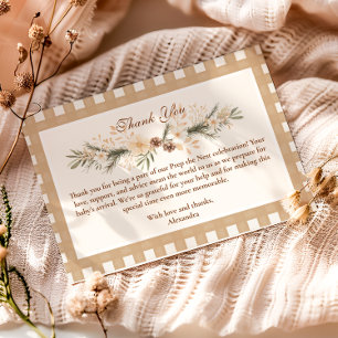 Woodland Baby Shower Gingham Dankeskarte