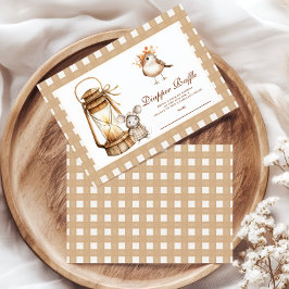 Woodland Baby Shower Gingham Diapper Raffle Begleitkarte