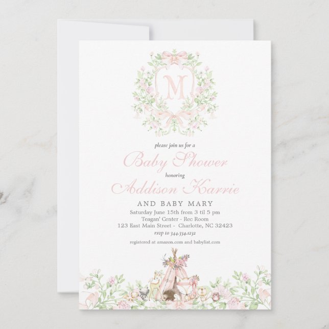 Woodland Baby shower invitation Einladung (Vorderseite)