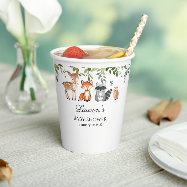 Woodland Baby Shower Paper cups Pappbecher (In Situ)