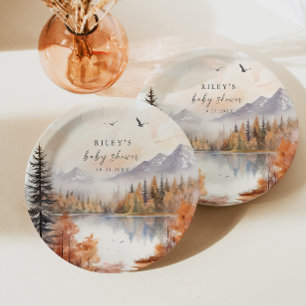 Woodland Baby Shower Paper Plate Rustic Fall Boy Pappteller