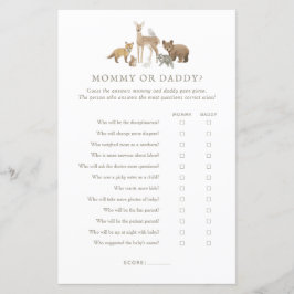 Woodland Baby Shower rät, wer Mama oder Daddy Game