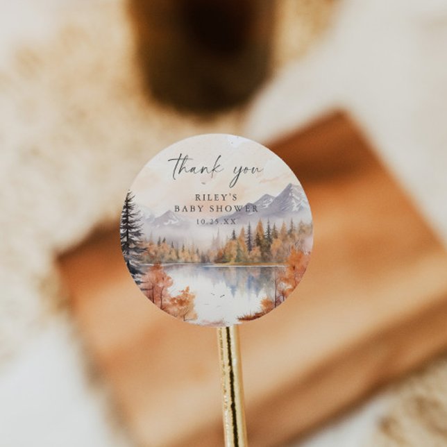 Woodland Baby Shower Round Sticker Mouny Boy (Von Creator hochgeladen)