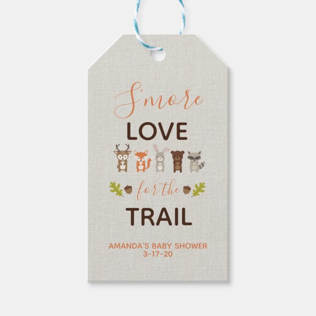 Woodland Baby Shower S'more Liebe for Trails Geschenkanhänger (Vorderseite)