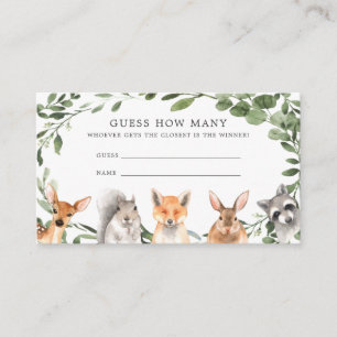 Woodland Baby Shower Tiere schätzen wie viele Kart Begleitkarte