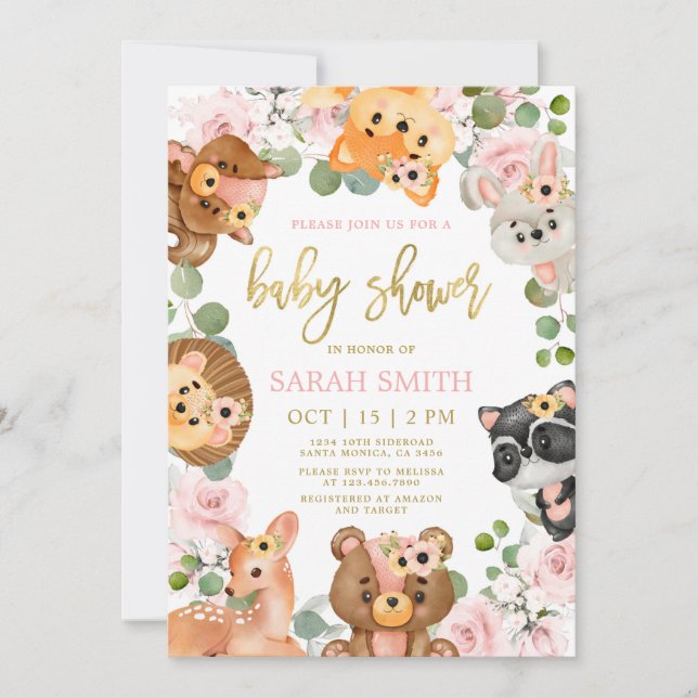 Woodland Baby Showgirl Einladung (Vorderseite)