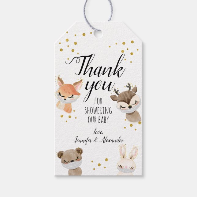 Woodland Baby Showmarke Geschenkanhänger (Vorderseite)