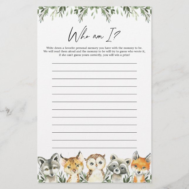 Woodland Babydusche, die ich spiele (Vorderseite)