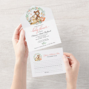 Woodland Babydusche Einladung & Advice Card