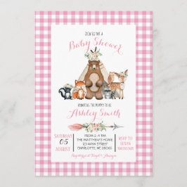 Woodland Babydusche Einladung Rosa Mädchen