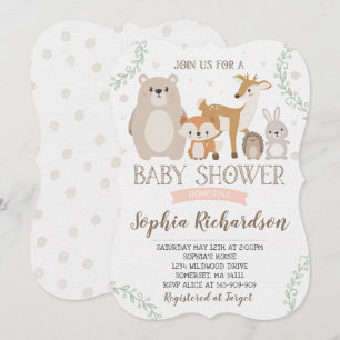 Woodland Babydusche Einladung Whimsical Dusche