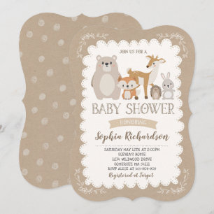 Woodland Babydusche Einladung Whimsical Dusche