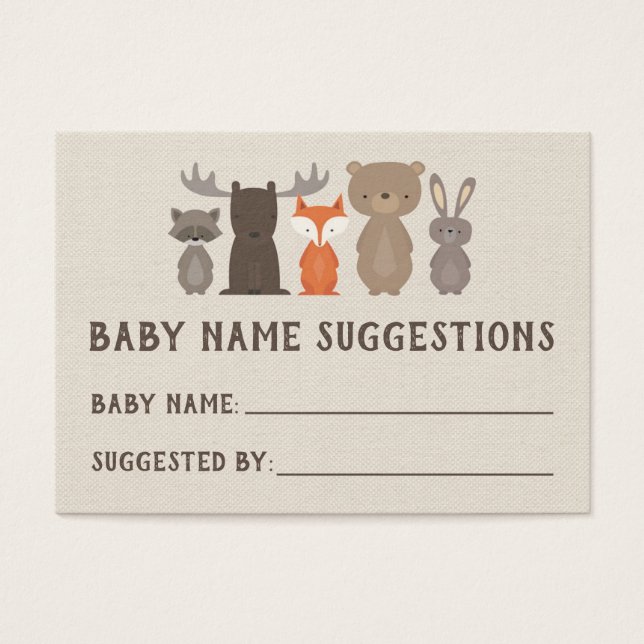 Woodland Babydusche Name Suggestion Karten (Vorderseite)