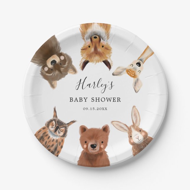 Woodland Babydusche Pappteller (Vorderseite)