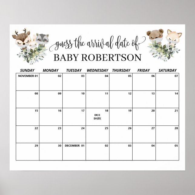 Woodland Babydusche Ratschläge zur Fälligkeit Term Poster (Vorne)