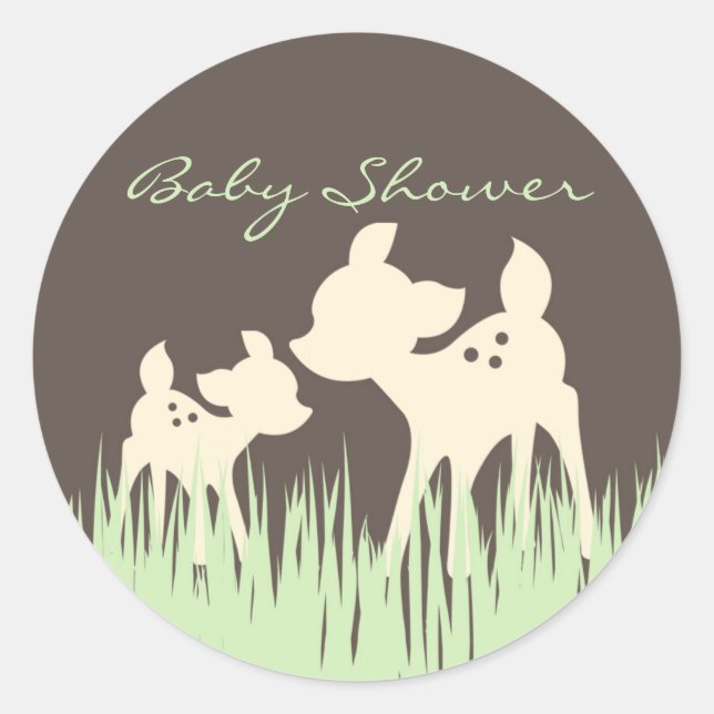 Woodland Babydusche Runder Aufkleber (Vorderseite)