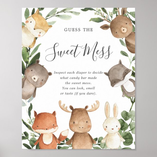 Woodland Babydusche schätzt das süße Mess-Zeichen Poster (Vorne)