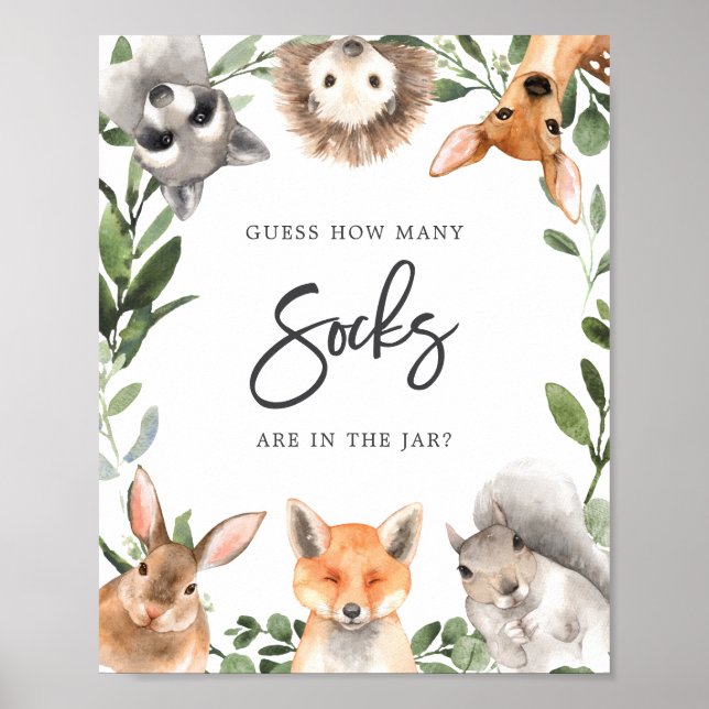 Woodland Babydusche schätzt wie viele Socken Poste Poster (Vorne)